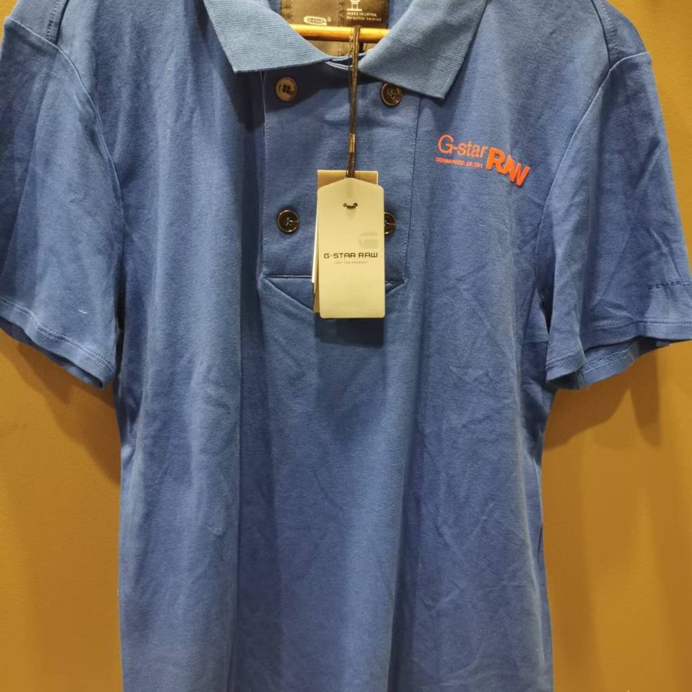 RARE: NWT G-Star Raw Double Vertical Buttoned Polo Shirt SIZE: L (but measured a